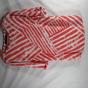 PECK & PECK Orange/ white design blouse SZ XL